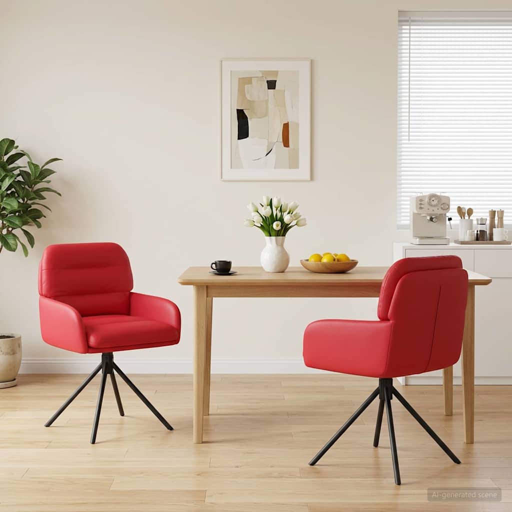 Svingende Spisestole 2 pcs Kunstlæder Rød 59 x 59,5 x 90 cm