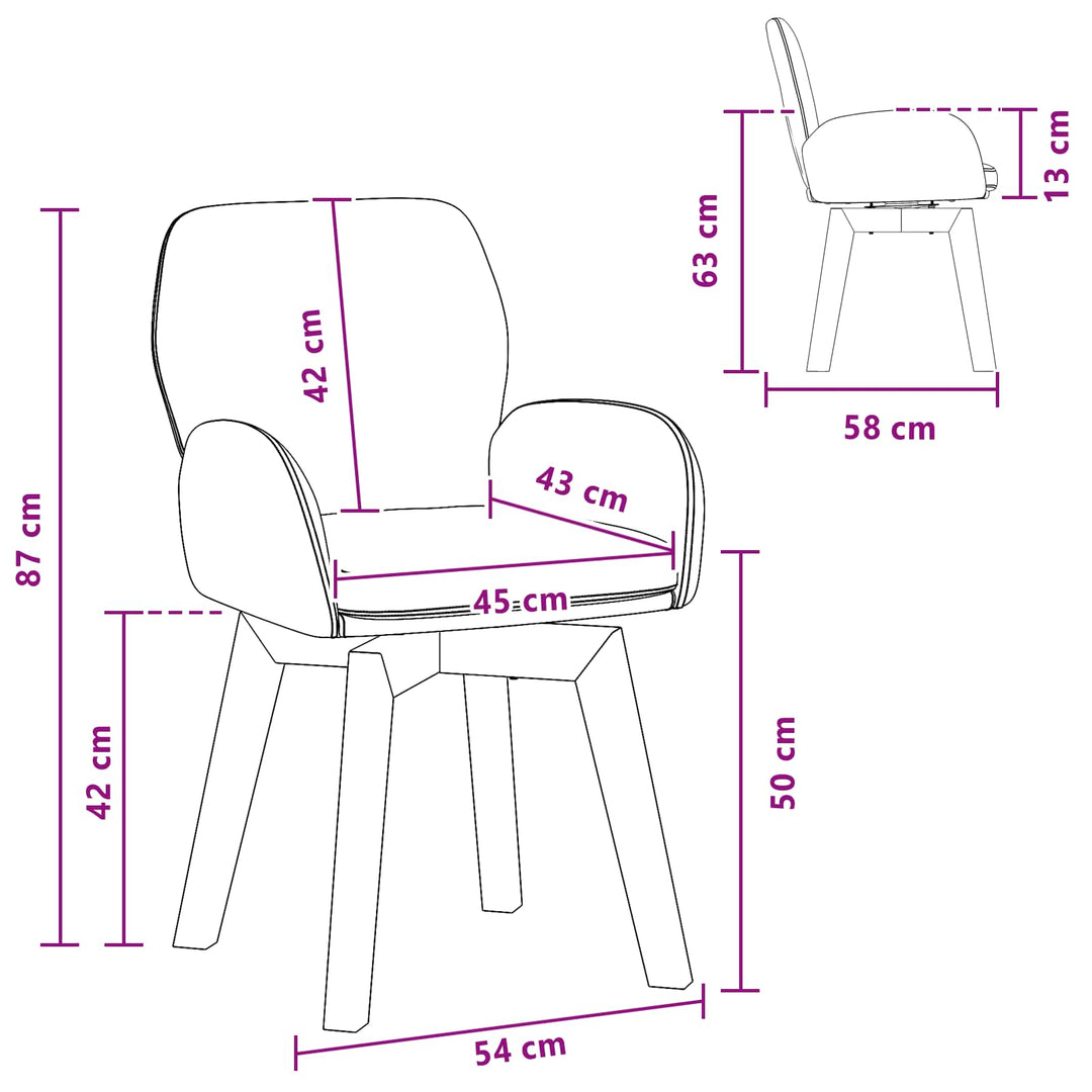 Svingende Spisestole 2 stk. Bouclé Sort 54 x 58 x 87 cm