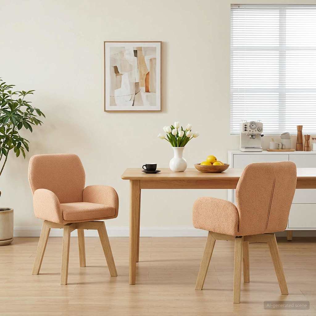 Svingende Spisestole 2 pcs Bouclé Beige 54 x 58 x 87 cm