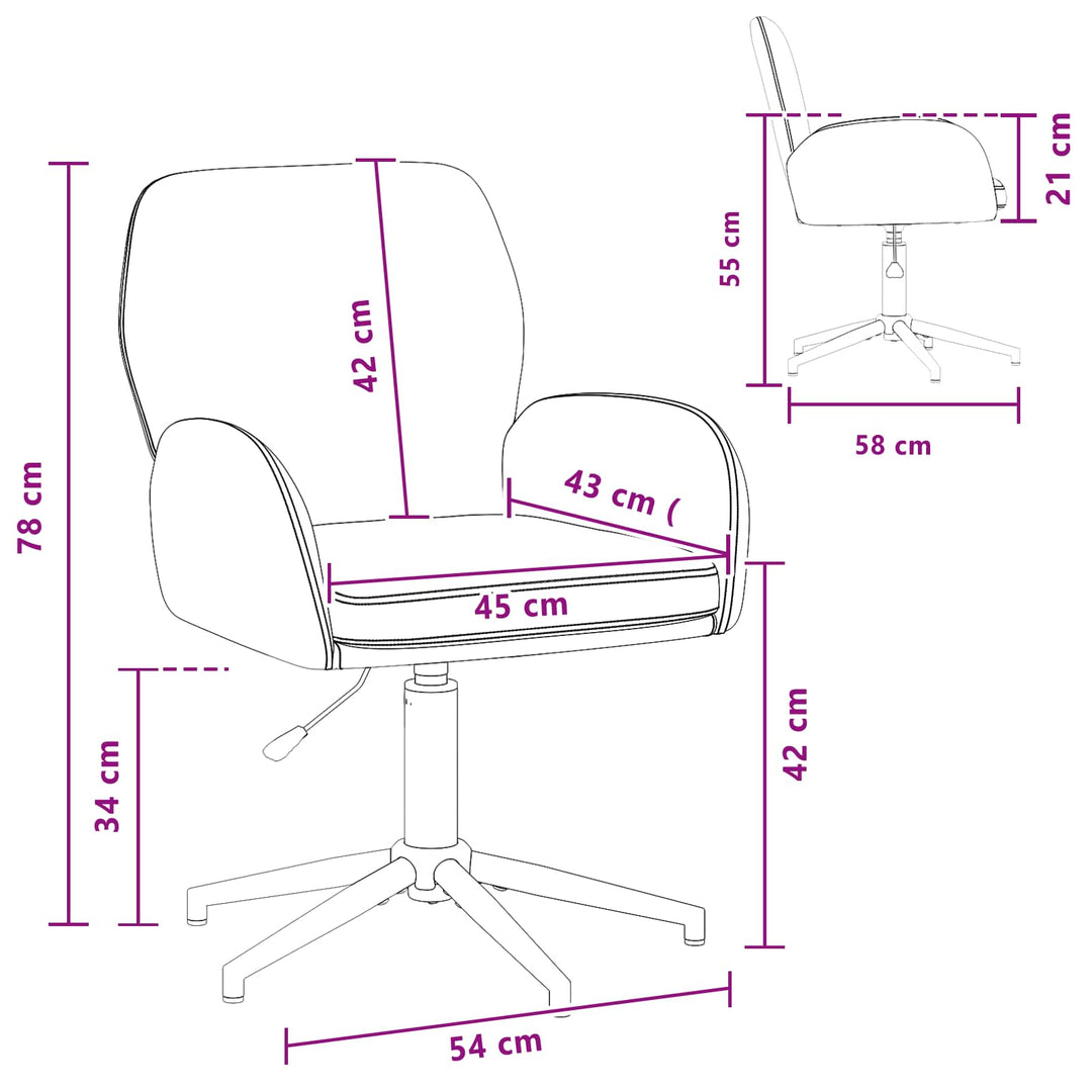 Svingbar skrivebordsstol 54 x 58 x 90 cm Cremefarvet Stof