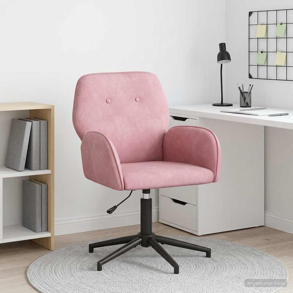 Svingbar skrivebordsstol 54 x 55 x 90 cm Lyserød Fløjl