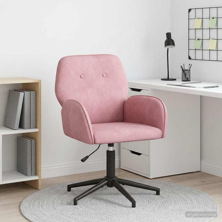 Svingbar skrivebordsstol 54 x 55 x 90 cm Lyserød Fløjl