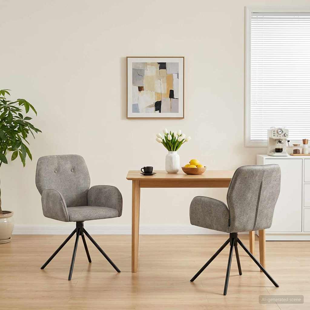 Svingende Spisestole 2 stk. Faux Suede Læder Lysegrå