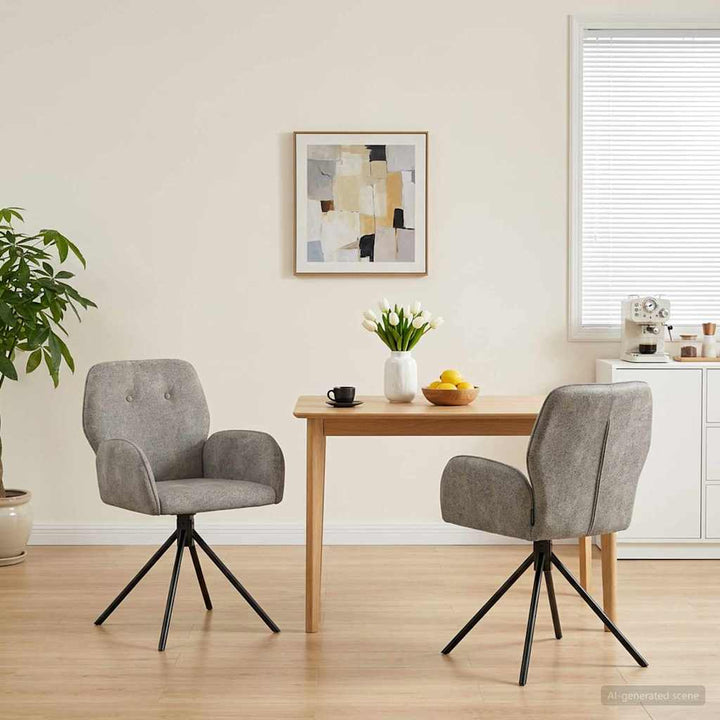 Svingende Spisestole 2 stk. Faux Suede Læder Lysegrå