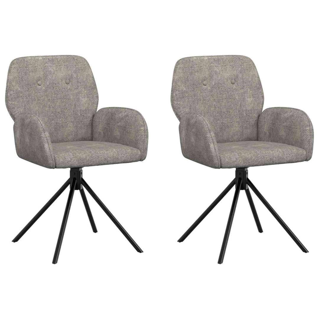 Svingende Spisestole 2 stk. Faux Suede Læder Lysegrå