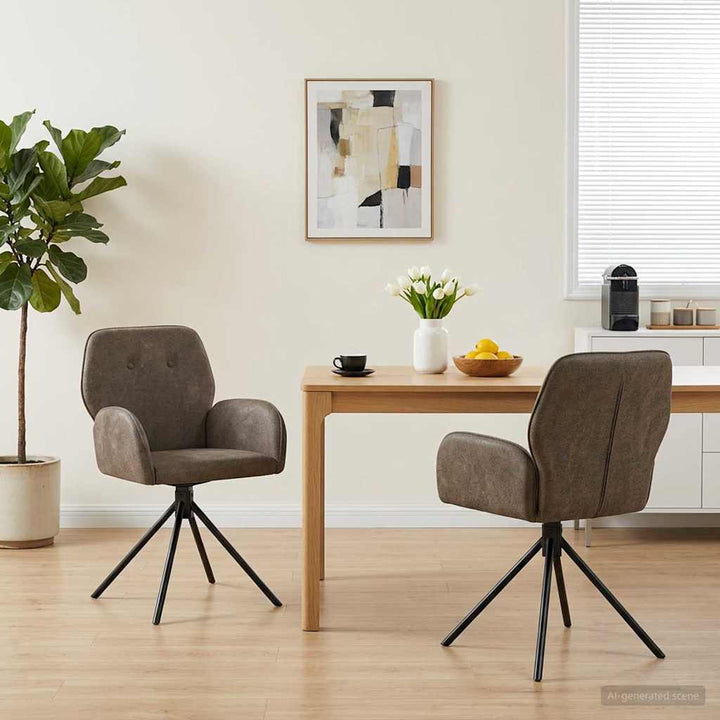 Svingende Spisestole 2 pcs Faux Suede Læder Mørkegrå