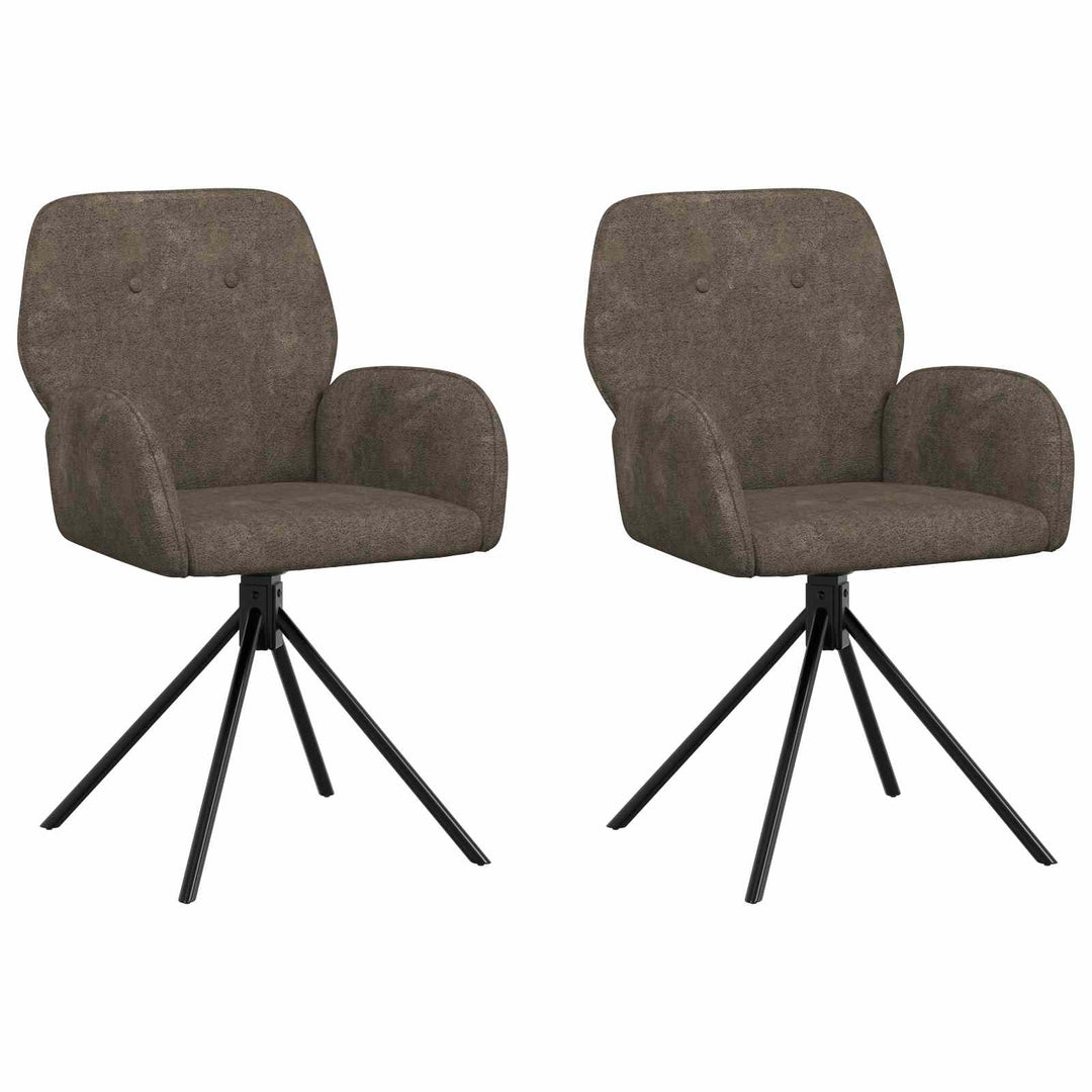 Svingende Spisestole 2 stk. Faux Suede Læder Mørkegrå