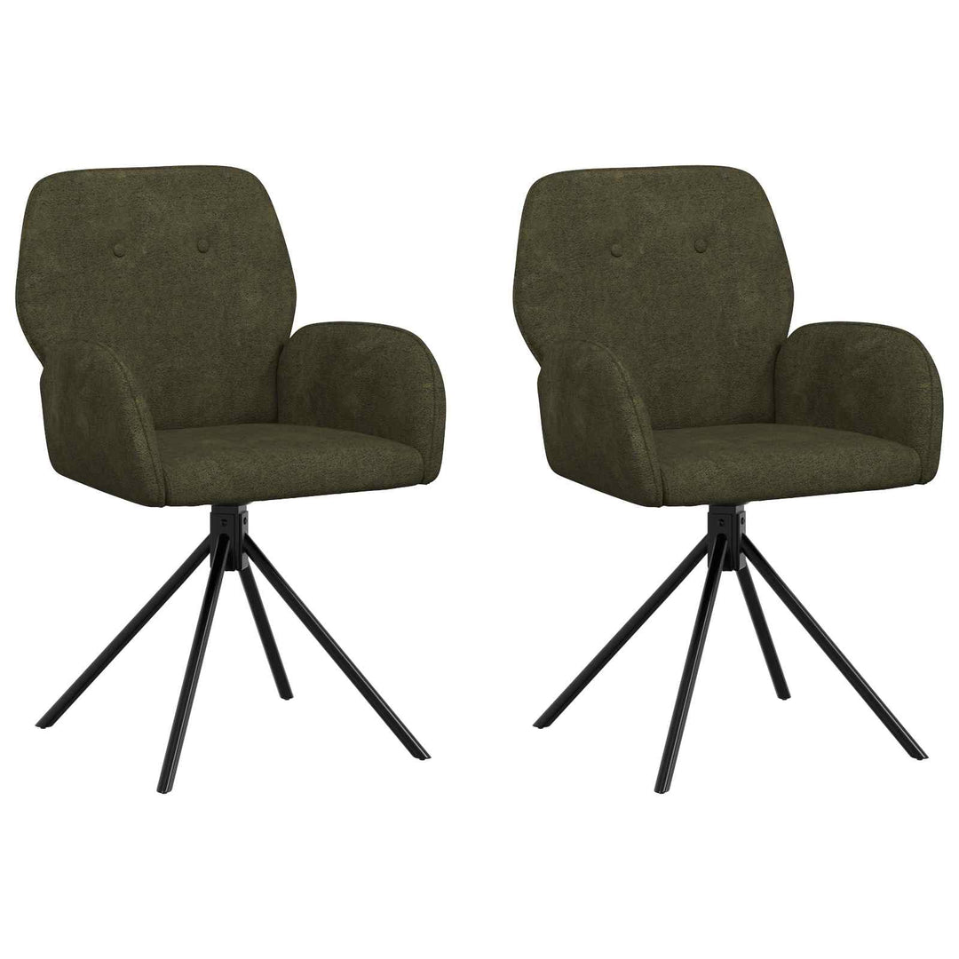 Svingende Spisestole 2 pcs Faux Suede Læder Army Grøn