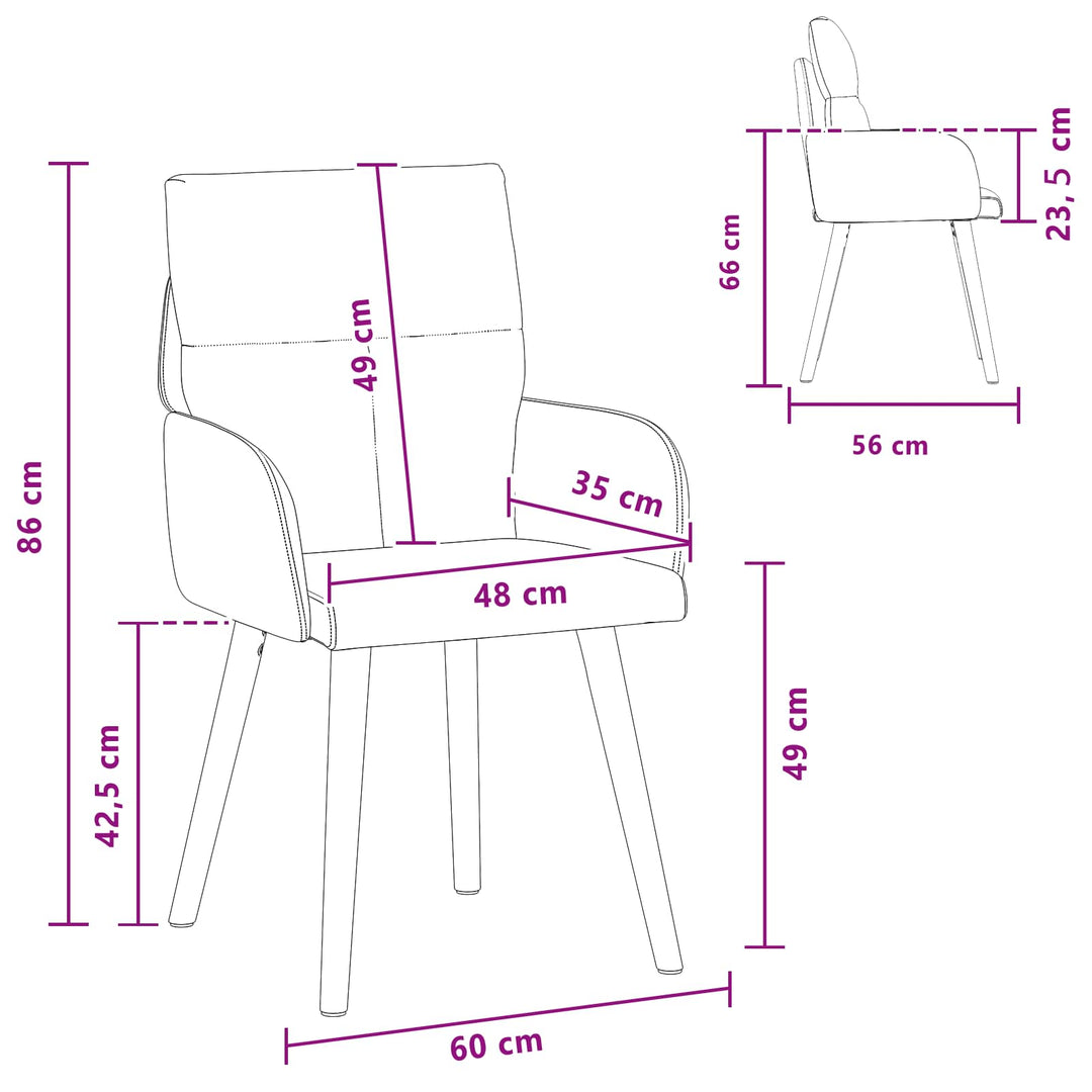 Spisestole 2 stk. Stof Sort 60 x 56 x 96 cm