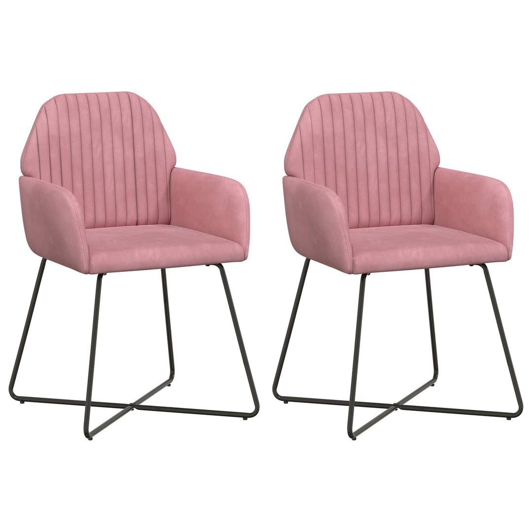 Spisestole 2 pcs Fløjl Lyserød 55 x 50 x 84 cm