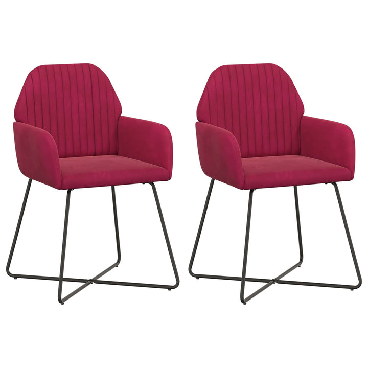 Spisestole 2 pcs Fløjl Vinrød 55 x 50 x 84 cm