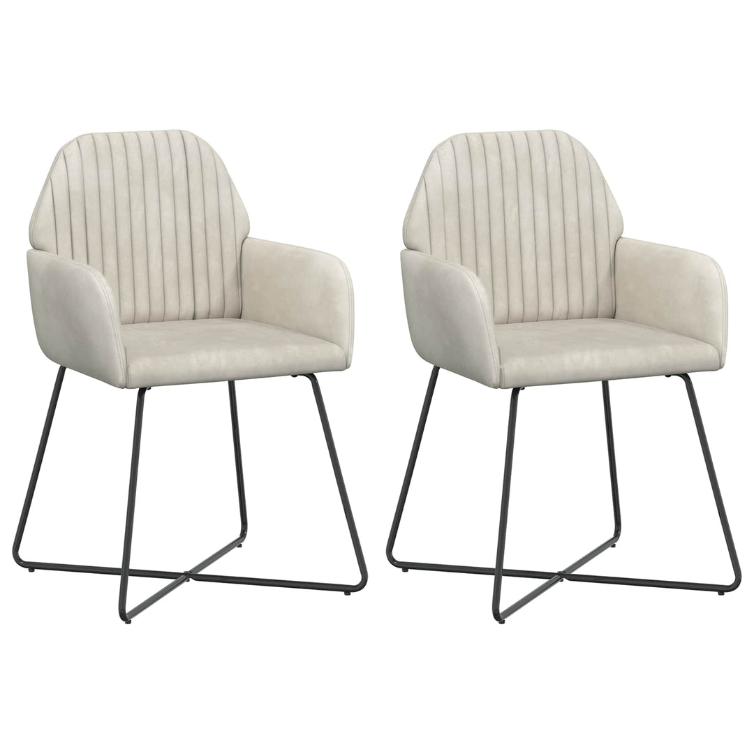 Spisestole 2 pcs Fløjl Cremefarvet 55 x 50 x 84 cm