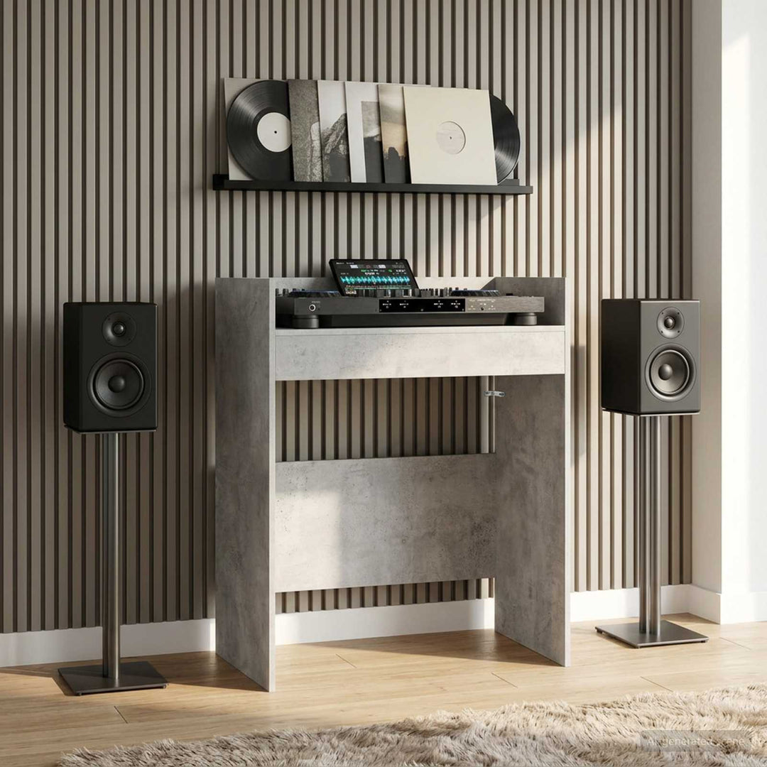 DJ Bord Betongrå 82 x 45 x 102 cm Konstrueret træ