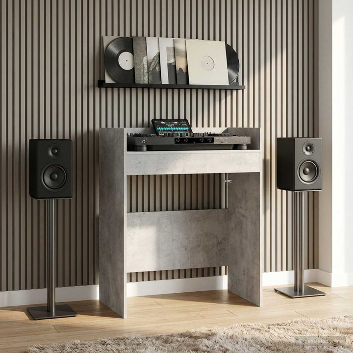 DJ Bord Betongrå 82 x 45 x 102 cm Konstrueret træ