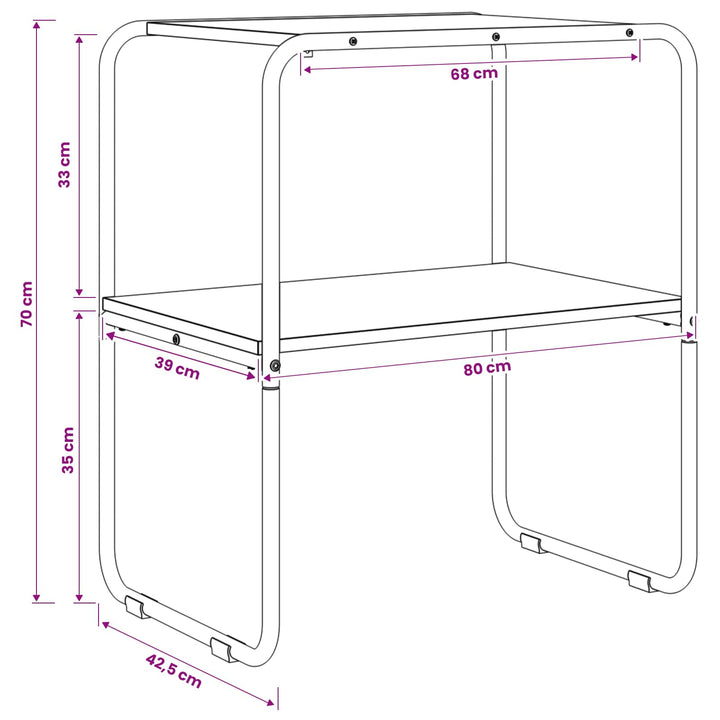 Konsolbord Sort eg 80 x 42,5 x 70 cm Konstrueret træ