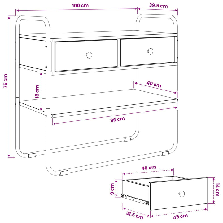 Konsolbord Gammelt træ 100 x 40 x 75 cm Konstrueret træ
