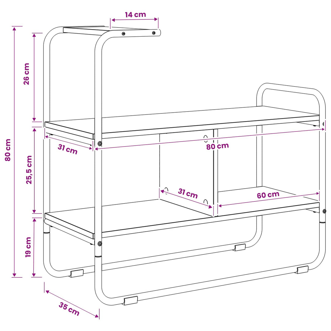 Konsolbord Sonoma-eg 80 x 35 x 75 cm Konstrueret træ