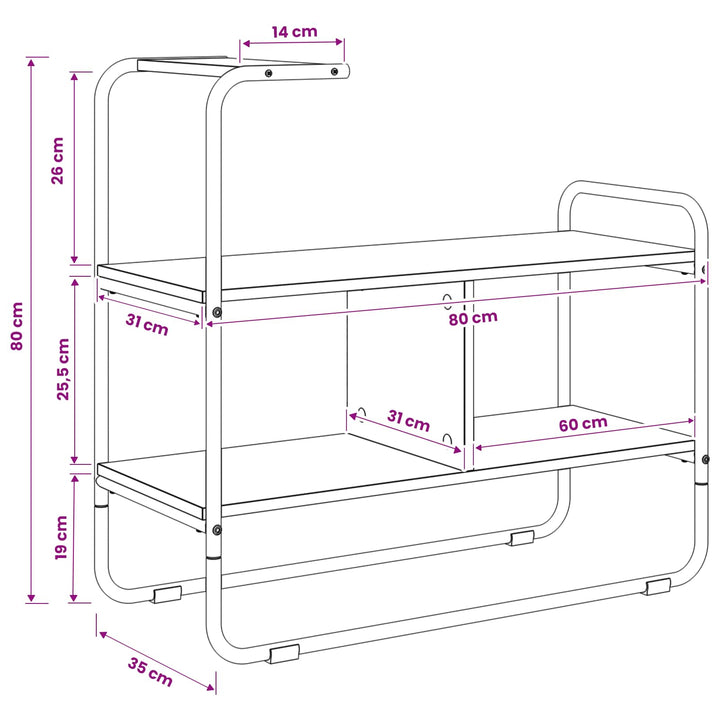 Konsolbord Sonoma-eg 80 x 35 x 75 cm Konstrueret træ
