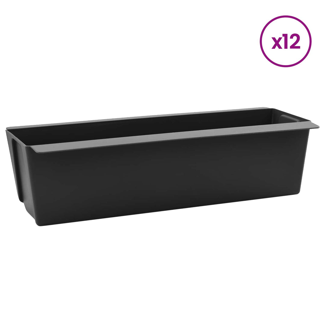 Blomsterkasser til Euro-paletter 12 pcs Sort 36 x 13,5 x 9,5 cm