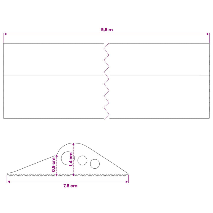 Garage Gulvforsegling Sort 78 x 14 mm 5,5 m EPDM gummi