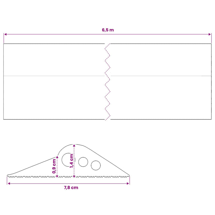 Garage Gulvforsegling Sort 78 x 14 mm 6,5 m EPDM gummi