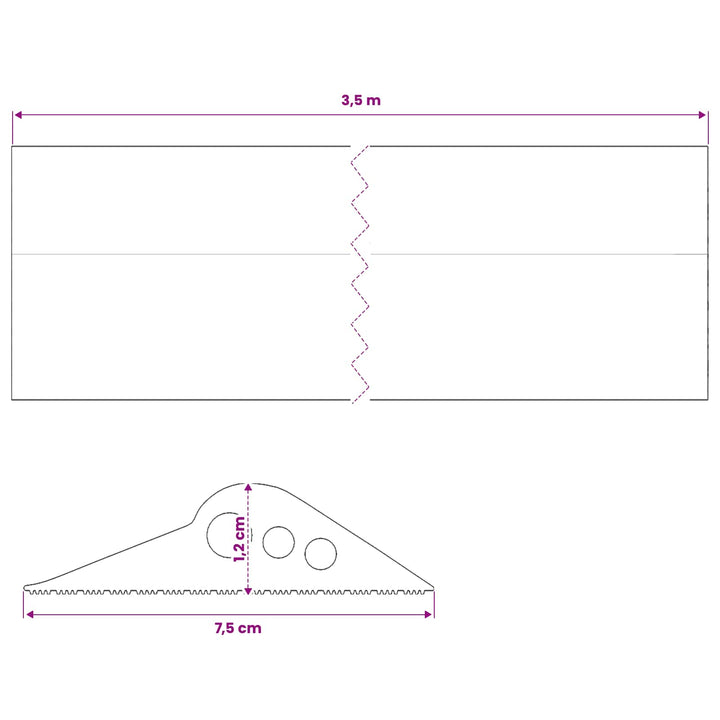 Garage Gulvforsegling Sort 75 x 12 mm 3,5 m EPDM gummi