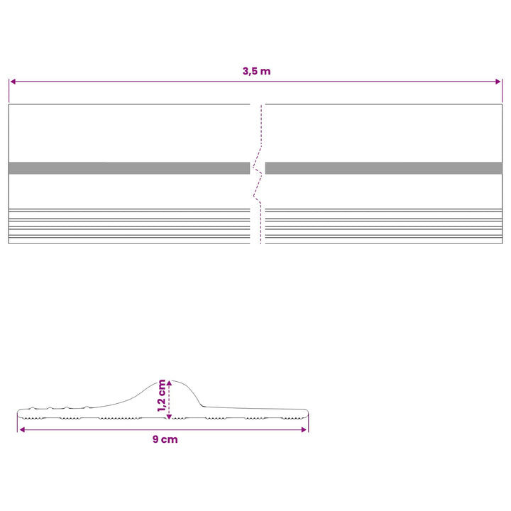 Garage Gulvforsegling Sort og Gul 12 x 90 mm 3,5 m PVC