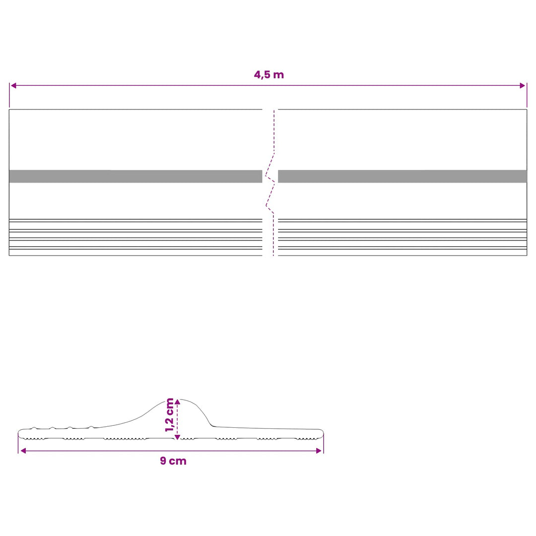 Garage Gulvforsegling Sort og Gul 12 x 90 mm 4,5 m PVC