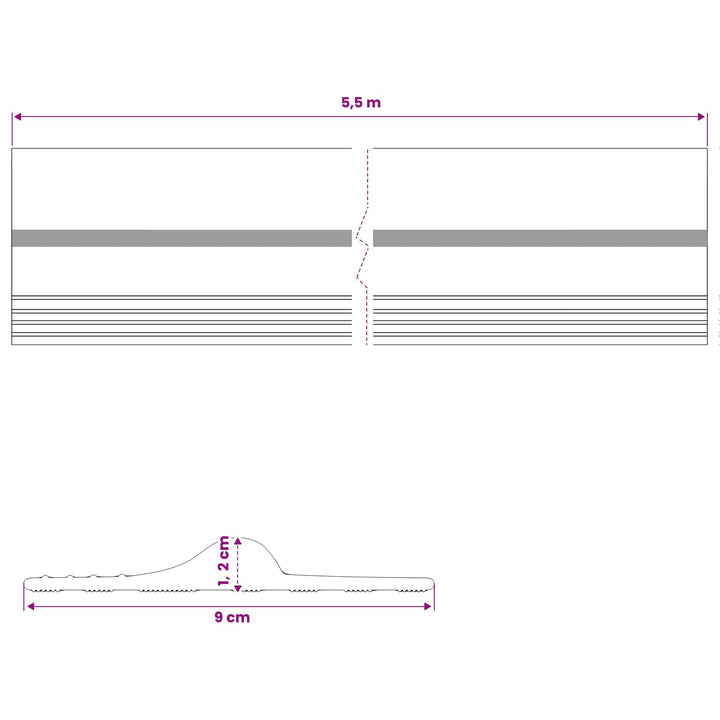 Garage Gulvforsegling Sort og Gul 12 x 90 mm 5,5 m PVC