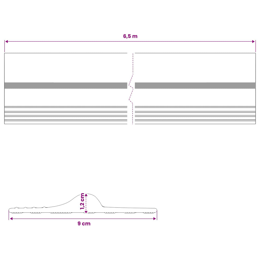 Garage Gulvforsegling Sort og Gul 12 x 90 mm 6,5 m PVC