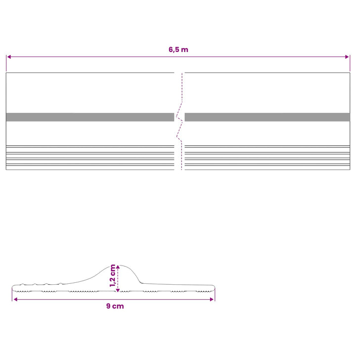 Garage Gulvforsegling Sort og Gul 12 x 90 mm 6,5 m PVC