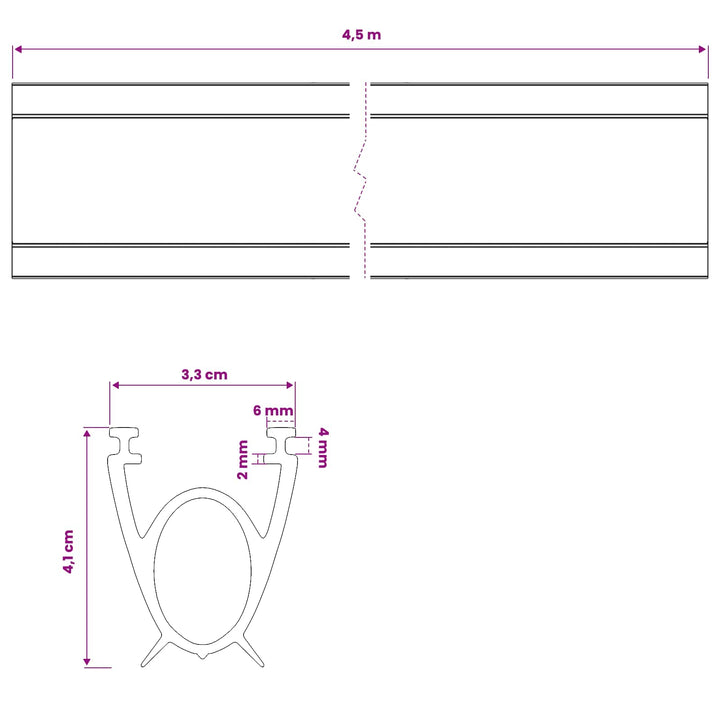 Garage Dør Tætning Sort 41 x 33 mm 4,5 m PVC