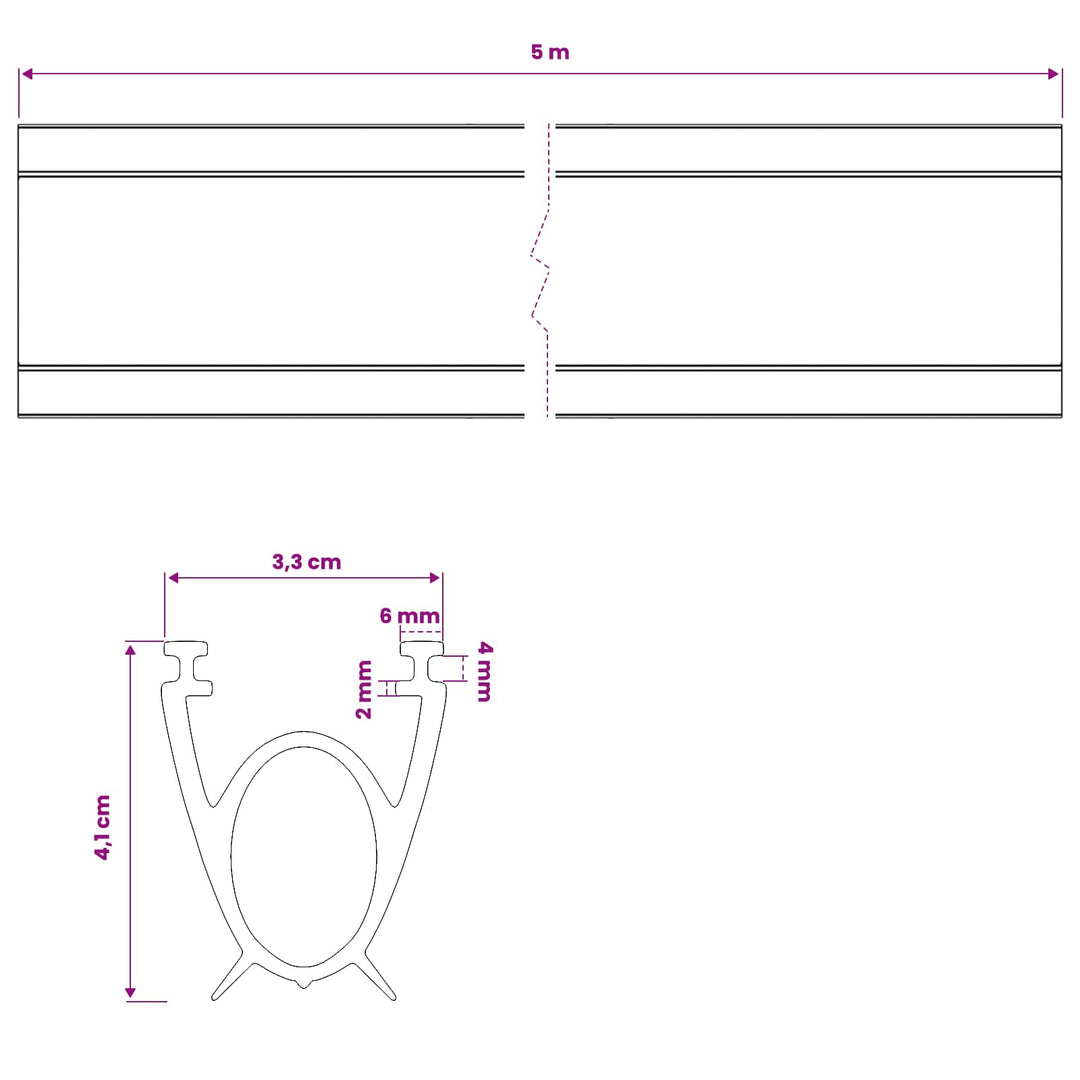Garage Dør Tætning Sort 41 x 33 mm 5 m PVC