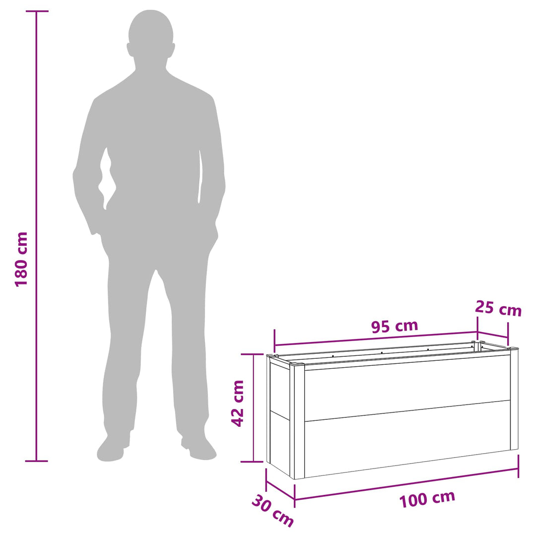 Højbed Grå 100 x 30 x 42 cm WPC og Aluminium