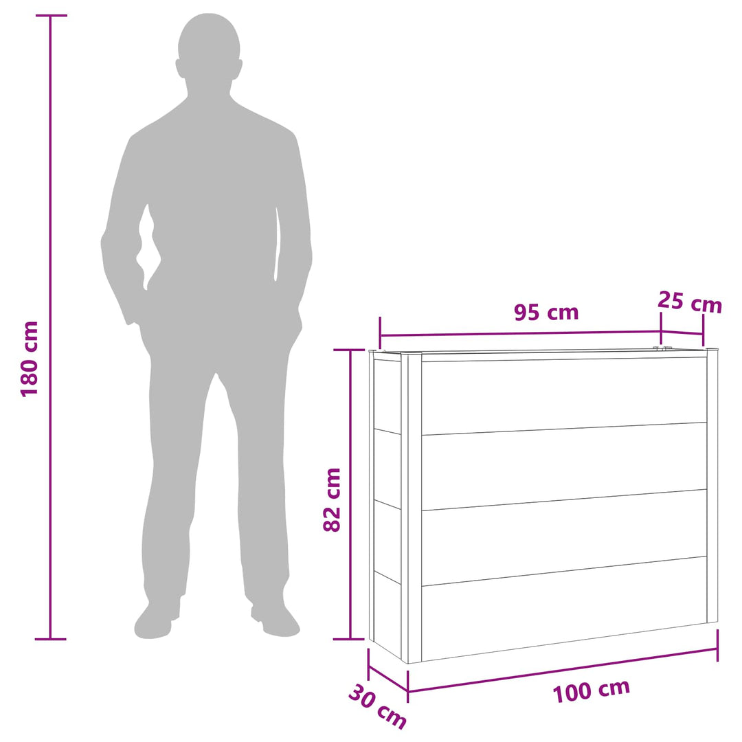 Højbed Grå 100 x 30 x 82 cm WPC og Aluminium