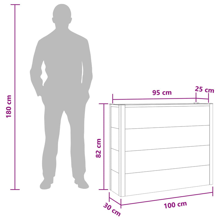 Højbed Grå 100 x 30 x 82 cm WPC og Aluminium