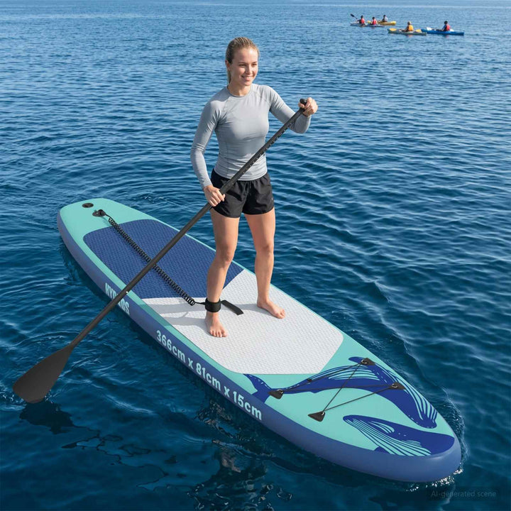 Oppustelig Stand Up Paddle Board HYDROS 366 x 81 x 15 cm Turkis