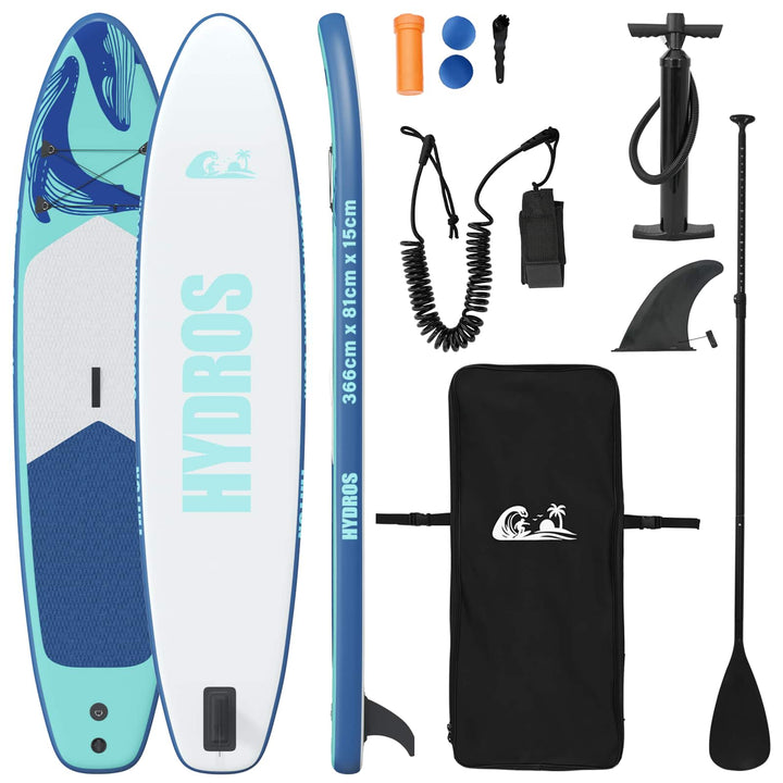 Oppustelig Stand Up Paddle Board HYDROS 366 x 81 x 15 cm Turkis