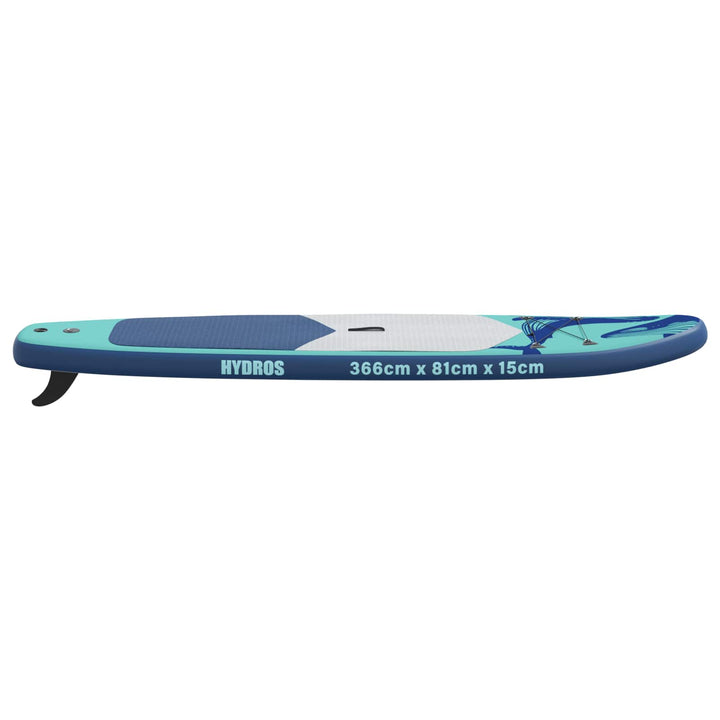 Oppustelig Stand Up Paddle Board HYDROS 366 x 81 x 15 cm Turkis
