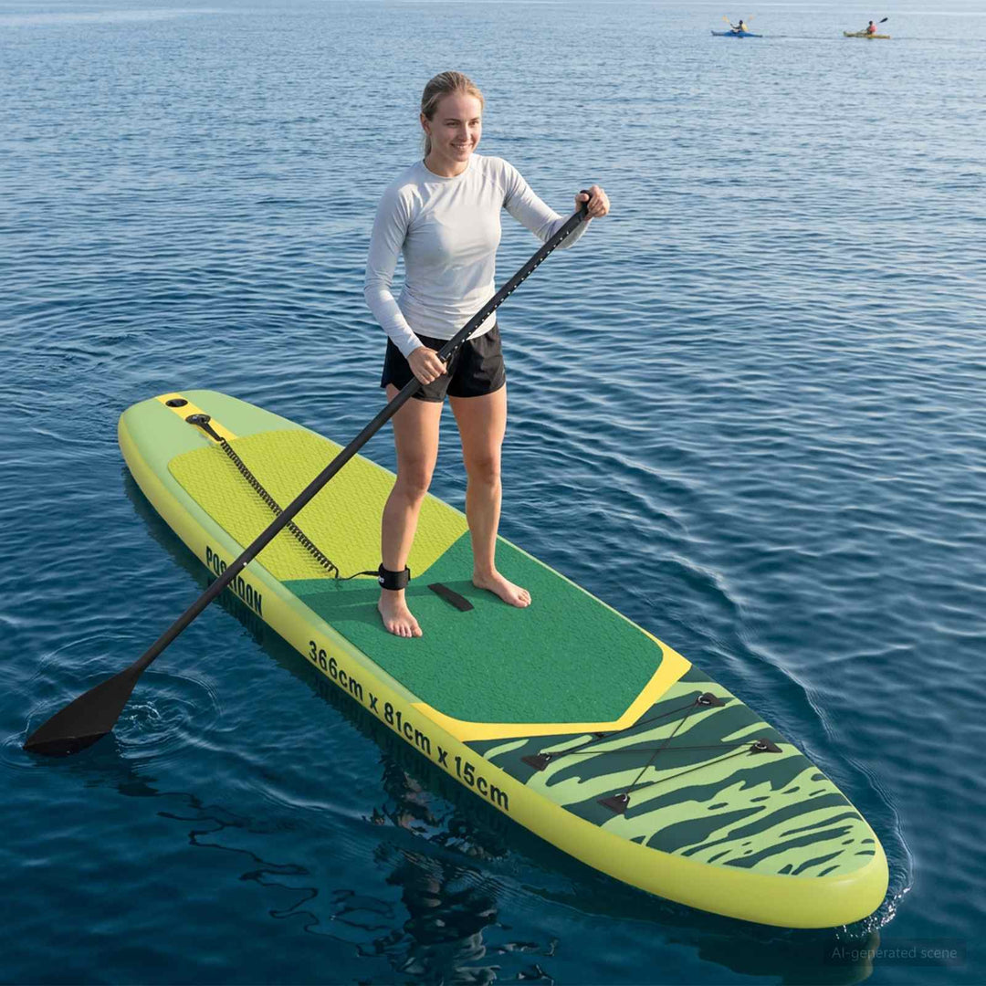 Oppustelig Stand Up Paddle Board POSEIDON 366 x 81 x 15 cm Grøn