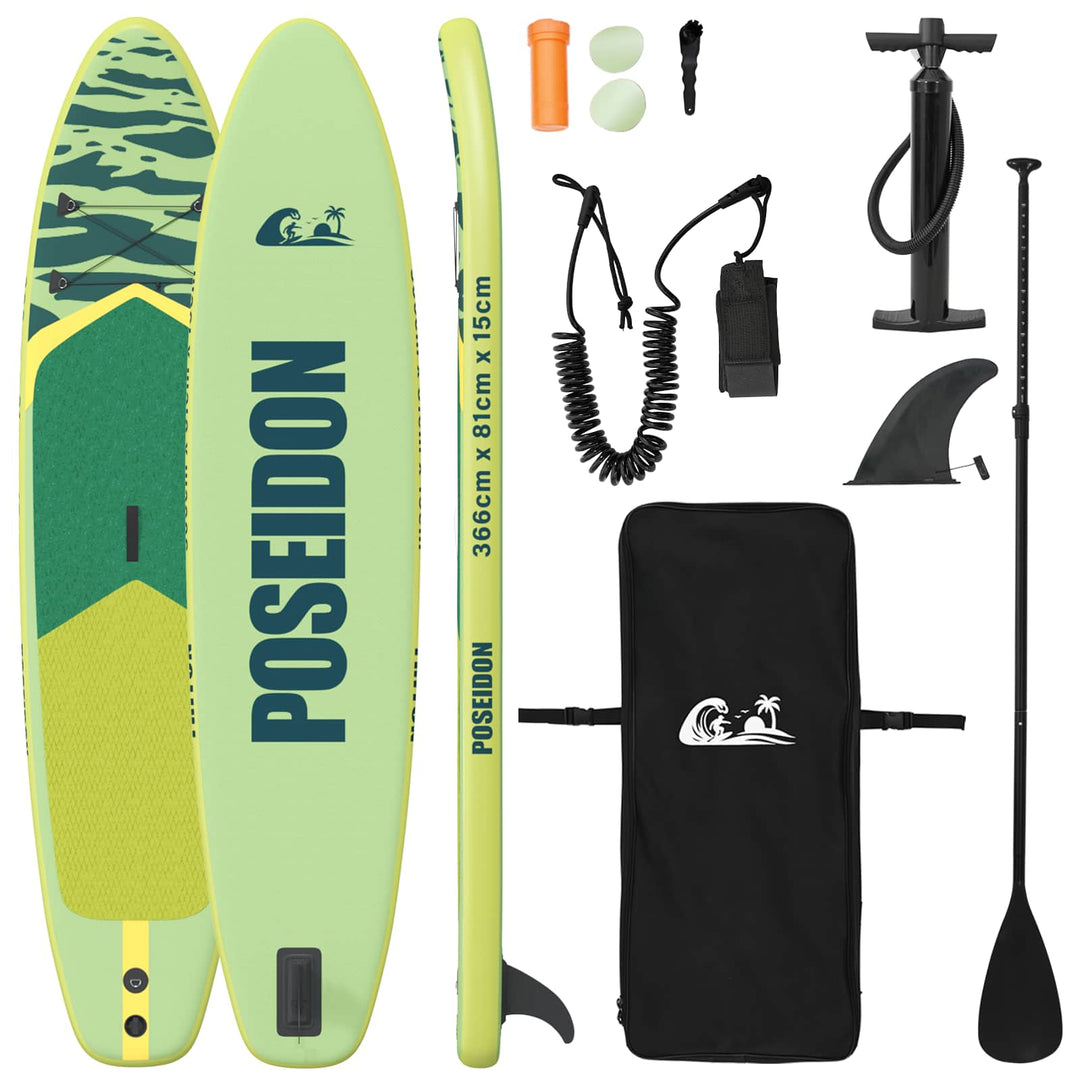 Oppustelig Stand Up Paddle Board POSEIDON 366 x 81 x 15 cm Grøn