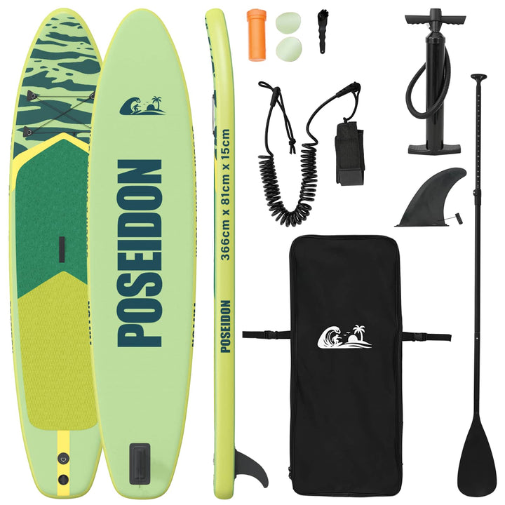 Oppustelig Stand Up Paddle Board POSEIDON 366 x 81 x 15 cm Grøn