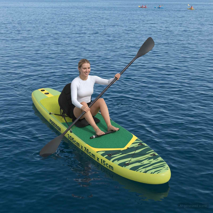 SUP board med sæde 2-i-1 POSEIDON 305 x 76 x 15 cm Grøn