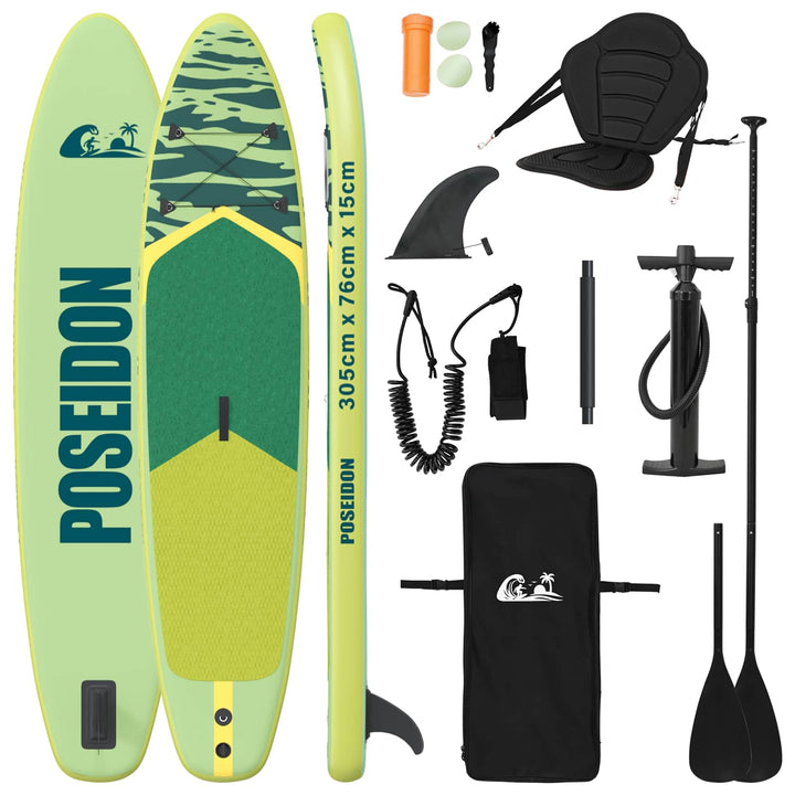 SUP board med sæde 2-i-1 POSEIDON 305 x 76 x 15 cm Grøn