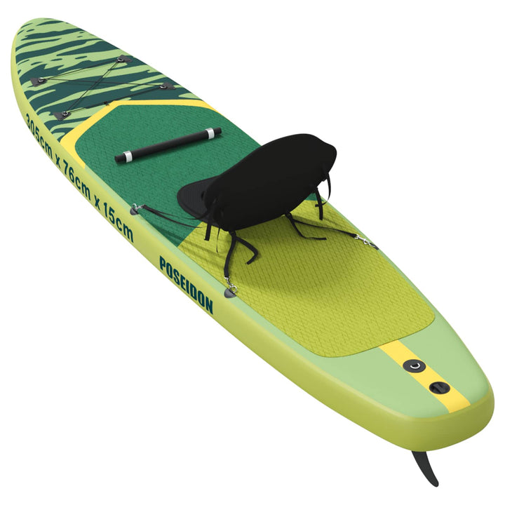 SUP board med sæde 2-i-1 POSEIDON 305 x 76 x 15 cm Grøn