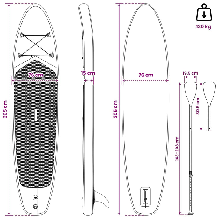SUP board med sæde 2-i-1 POSEIDON 305 x 76 x 15 cm Grøn
