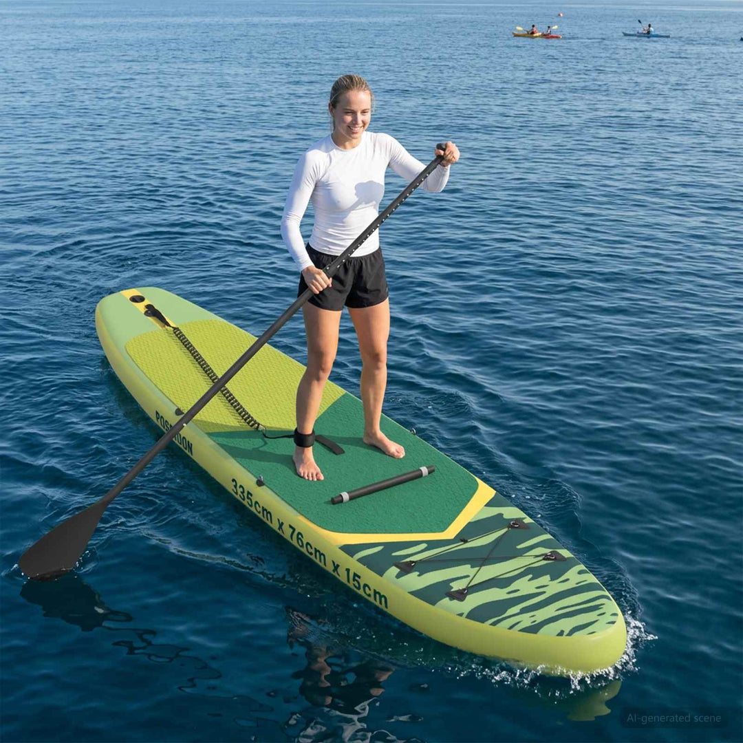 SUP board med sæde 2-i-1 POSEIDON 335 x 76 x 15 cm Grøn