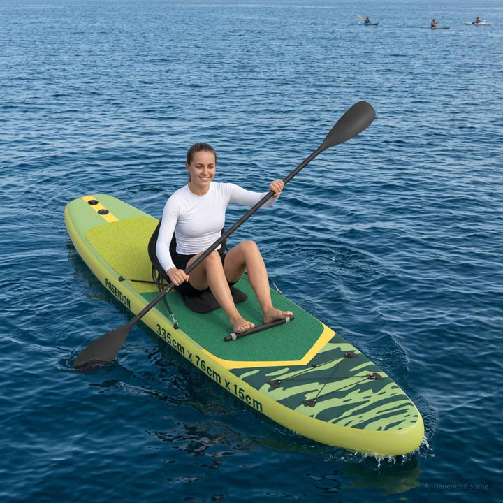 SUP board med sæde 2-i-1 POSEIDON 335 x 76 x 15 cm Grøn