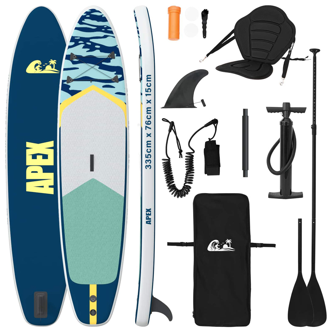 SUP board med sæde 2-i-1 APEX 335 x 76 x 15 cm Blå