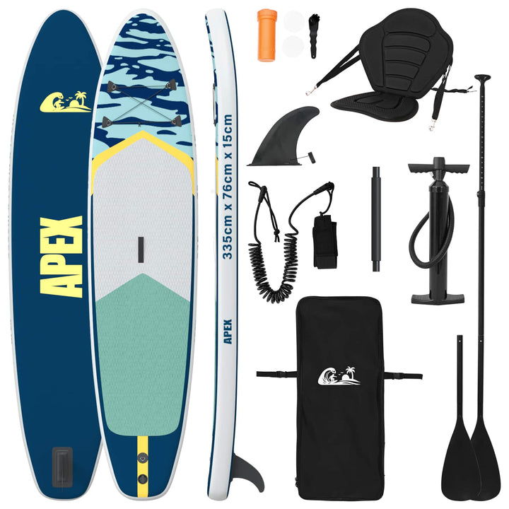 SUP board med sæde 2-i-1 APEX 335 x 76 x 15 cm Blå